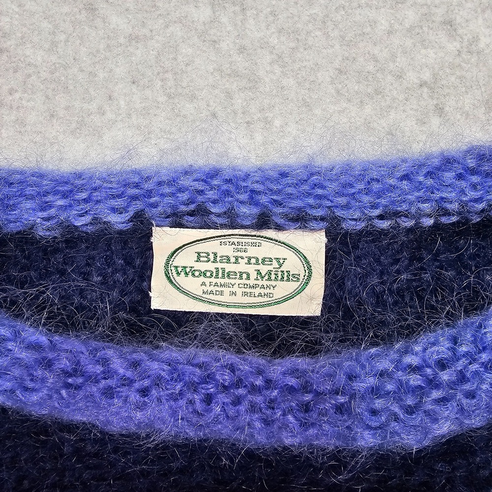 Vintage Blarney Woolen Mills Ireland Sweater Size L Mohair 80s Colorblock Fuzzy - Picture 2 of 14